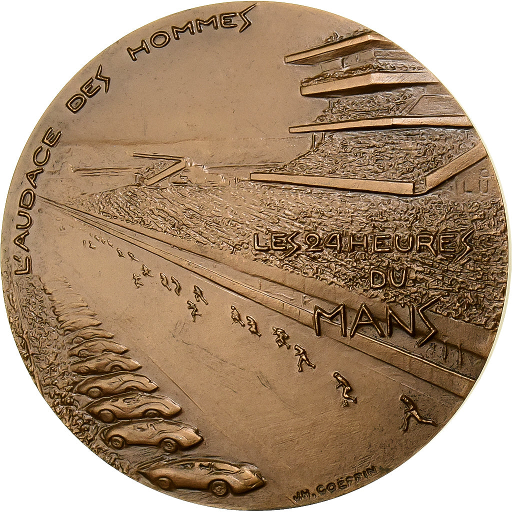 França, medalha, Cinquantenaire des 24 Heures du Mans, 1973, Bronze, Coeffin
