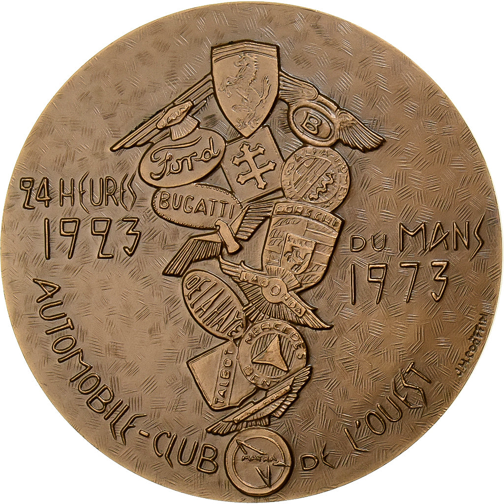 França, medalha, Cinquantenaire des 24 Heures du Mans, 1973, Bronze, Coeffin
