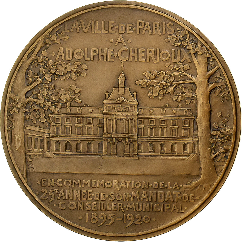 France, Medal, Adolphe Cherioux, Conseiller Municipal, 1920, Bronze, Pillet