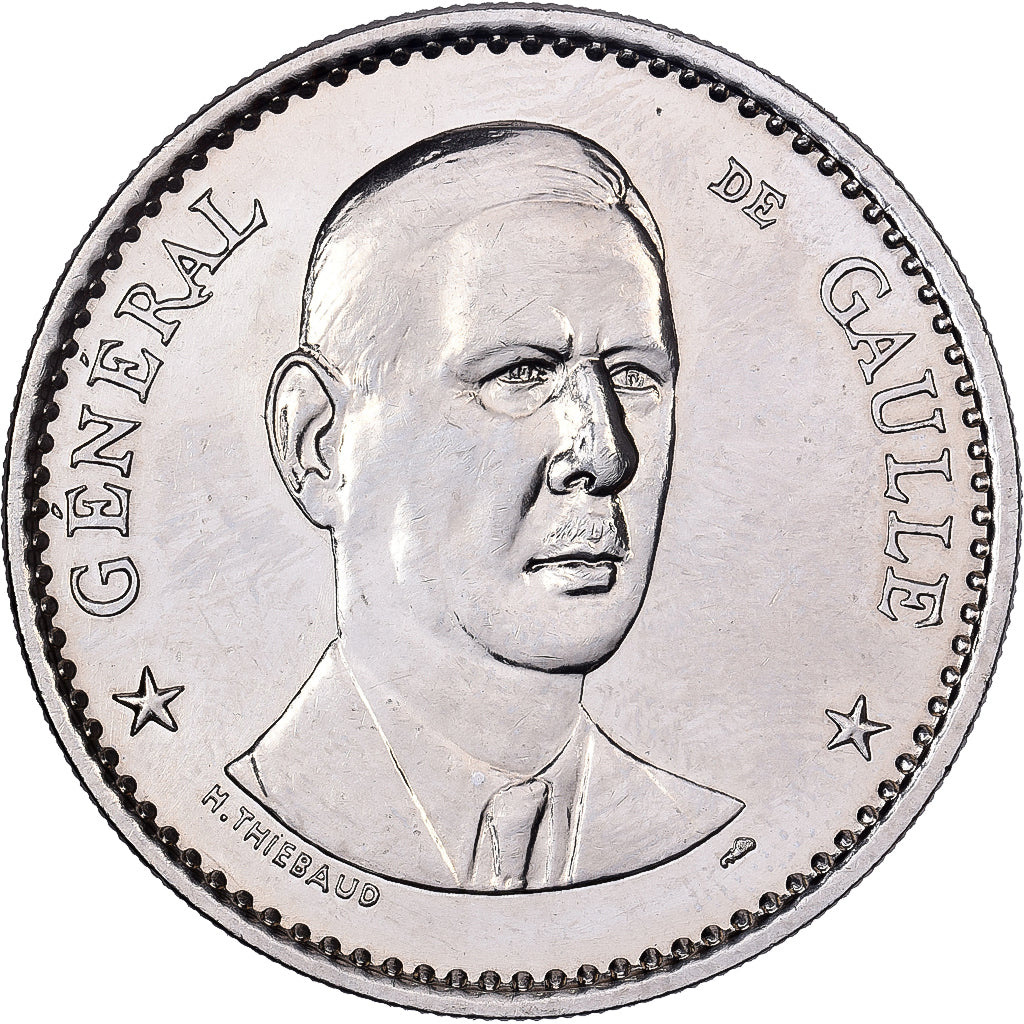 France, Medal, Général De Gaulle, Silvered bronze, Thiébaud, MS(63)
