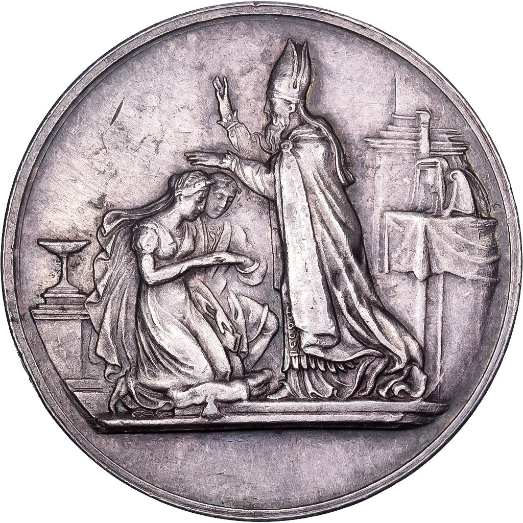 France, Médaille de mariage, Noces, Mariage, Religion, 1890, Silver, AU(50-53)