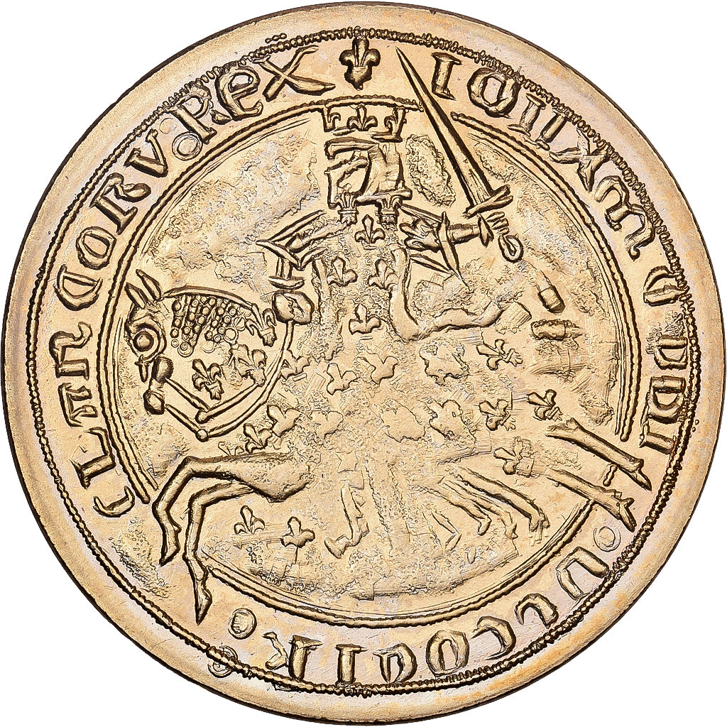 France, Medal, Reproduction du Franc à Cheval, Jean II le Bon, Brass, AU(55-58)