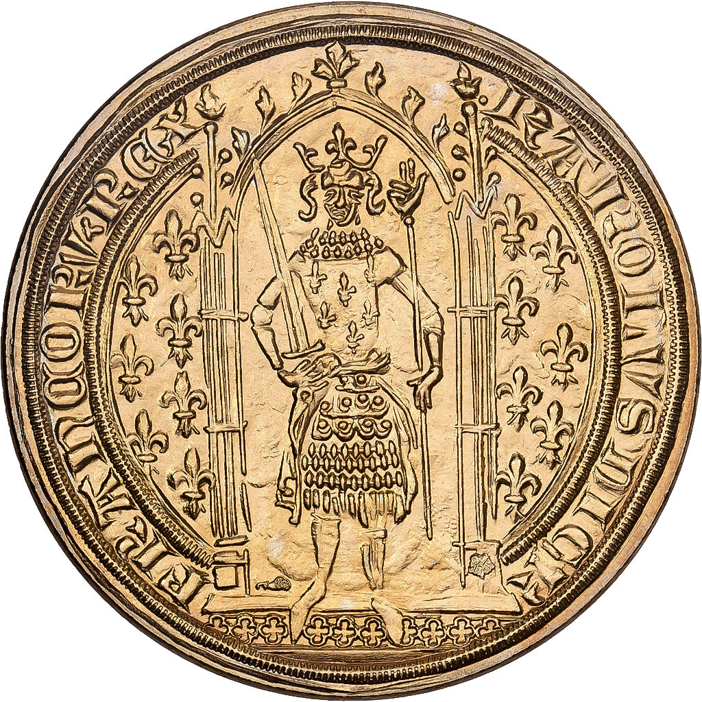 Frankrijk, Medaille, Reproduction du Franc à Pied, Charles V, Tin, PR