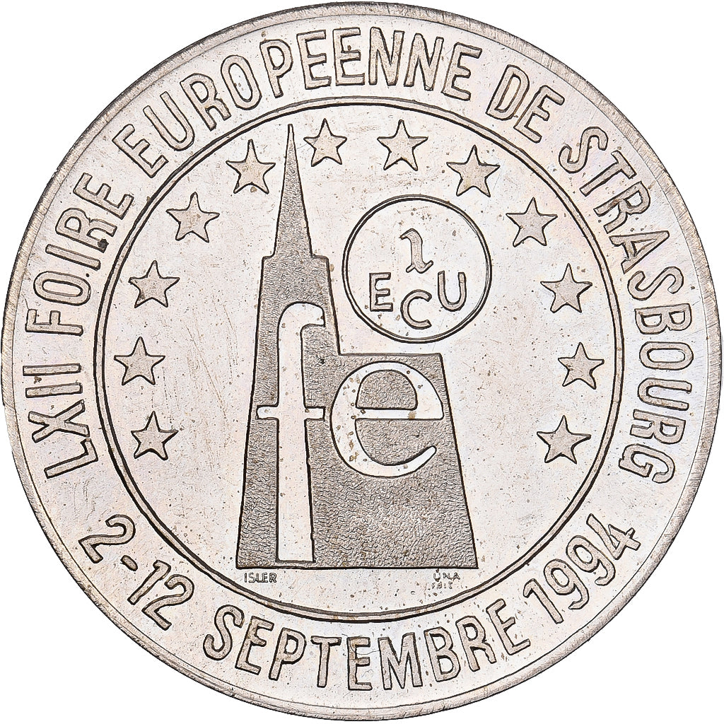 France, Medal, Euros des Villes, 1 Ecu de Strasbourg, 1994, Nickel, MS(63)