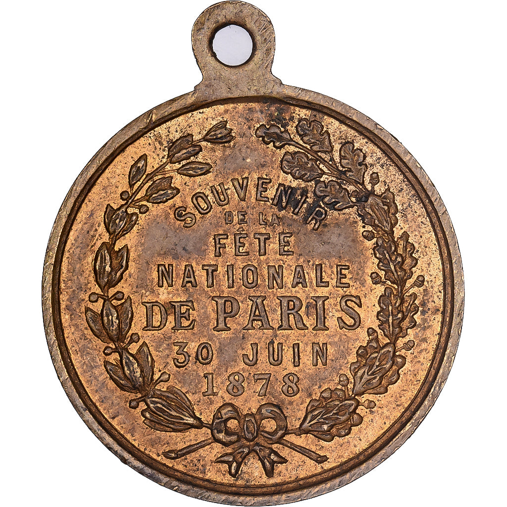 Frankrijk, Medaille, Souvenir de la Fête Nationale du 14 Juillet, 1878, Tin, ZF