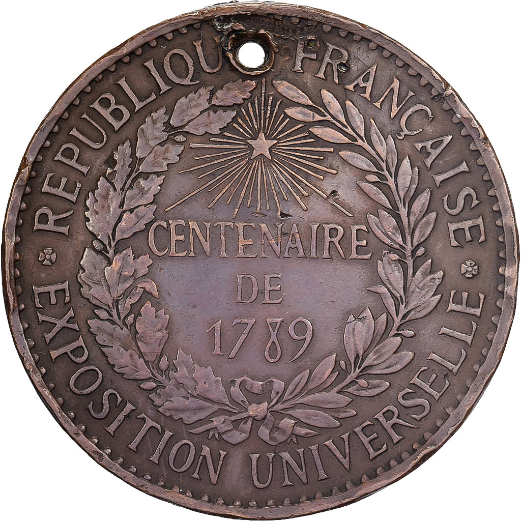 Frankrijk, Token, Exposition universelle de Paris, 1889, Bronzen, Barre, FR+