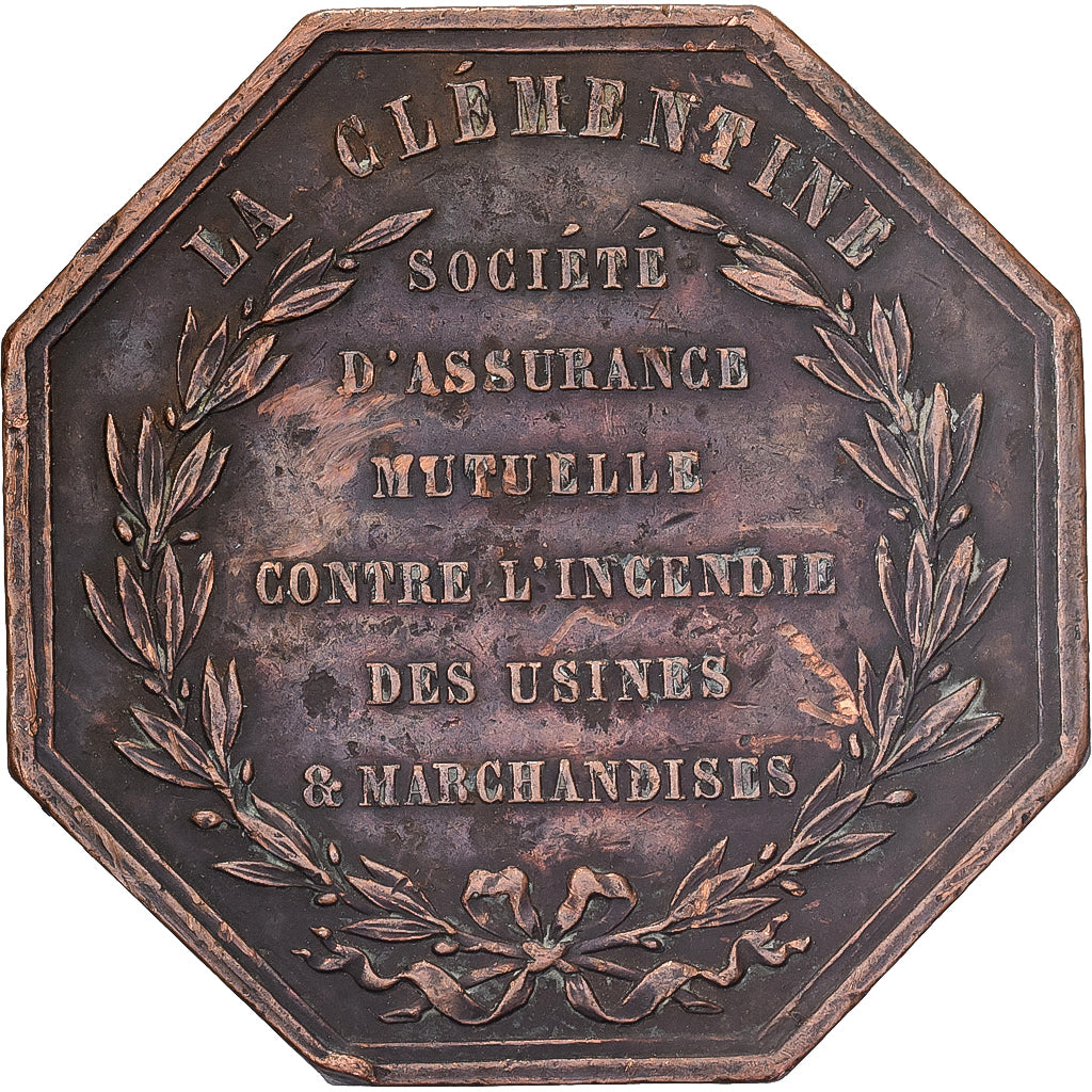 Frankreich, betaalpenning, Assurances contre l'Incendie, La Clémentine, 1858