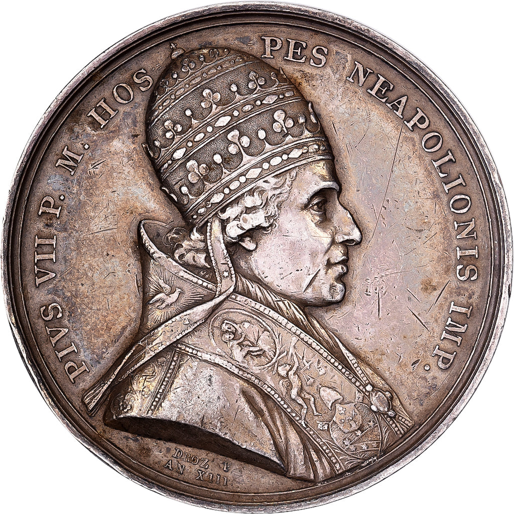 Francia, medaglia, Le sacre de Napoléon Ier par Pie VII, 1804, Droz, BB+