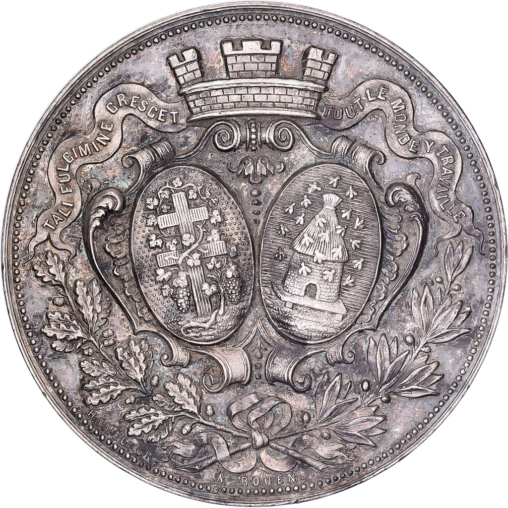 France, Medal, Société Industrielle d'Elbeuf, Seine Inférieure, Silver