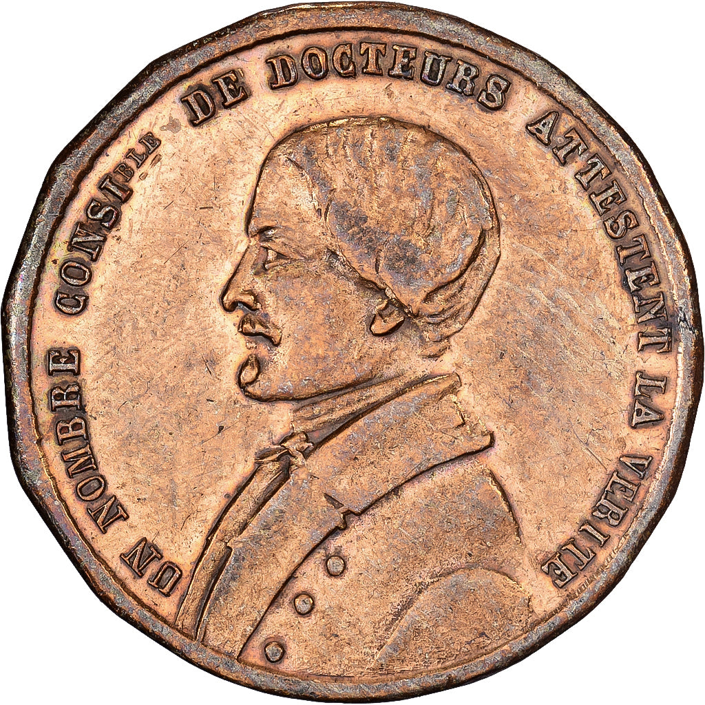 Francia, zeton, Adolphe Honoré Turquetin Dentiste à Rouen Saint Sever, Latón