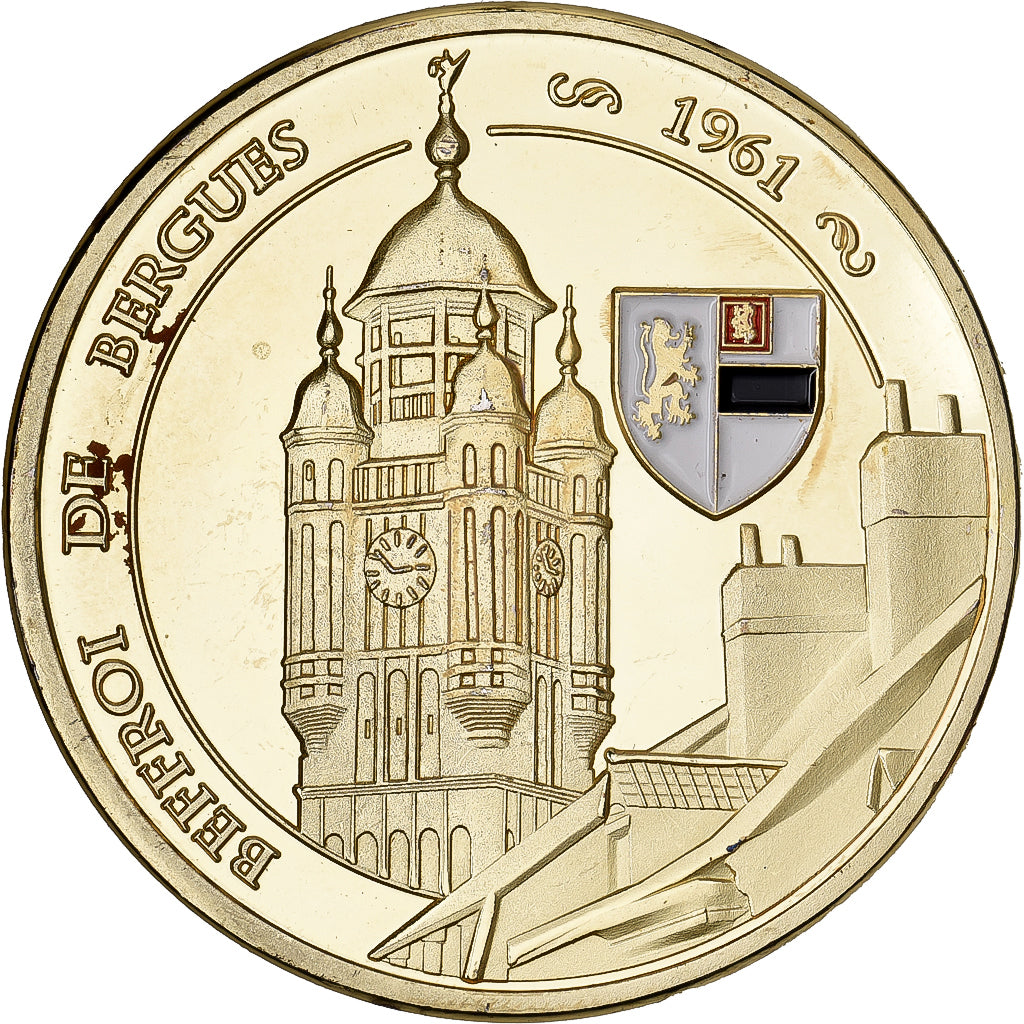 Francia, medaglia, Unesco, Beffroi de Bergues, Doratura in rame-nichel, SPL