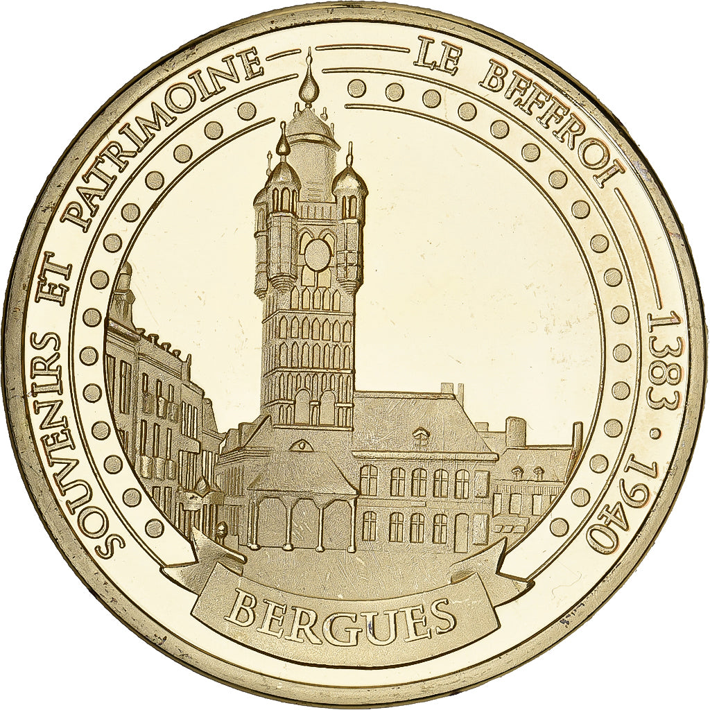 Francia, medaglia, Unesco, Beffroi de Bergues, Doratura in rame-nichel, SPL