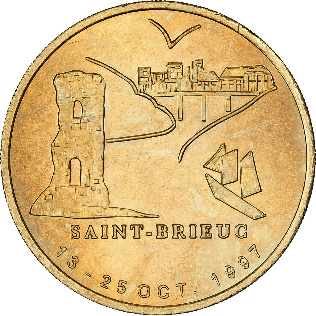 Francia, zeton, Euro des Villes, 1 Euro Saint-Brieuc, 1997, Aluminio y