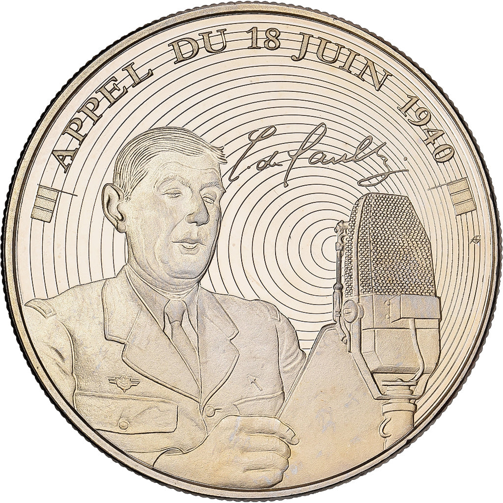France, Medal, Charles De Gaulle, Appel du 18 juin 1940, Copper-nickel, MS(63)