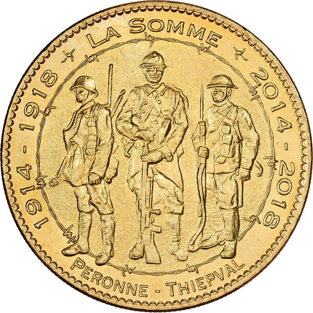 France, Jeton, Thiepval - Somme - Buste de soldat, 2014, Cupro-nickel Aluminium