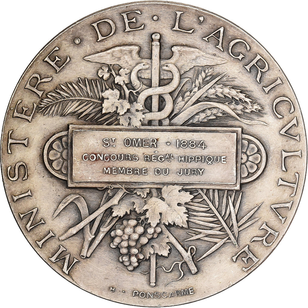 Francia, medalla, Concours Hippique de Saint-Omer, 1884, Plata, Ponscarme, MBC+