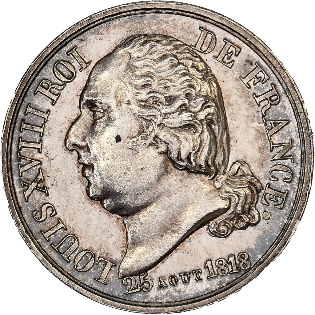 Francia, Quinaire, Louis XVIII et Henri IV, 1818, Argento, De Puymaurin, SPL-