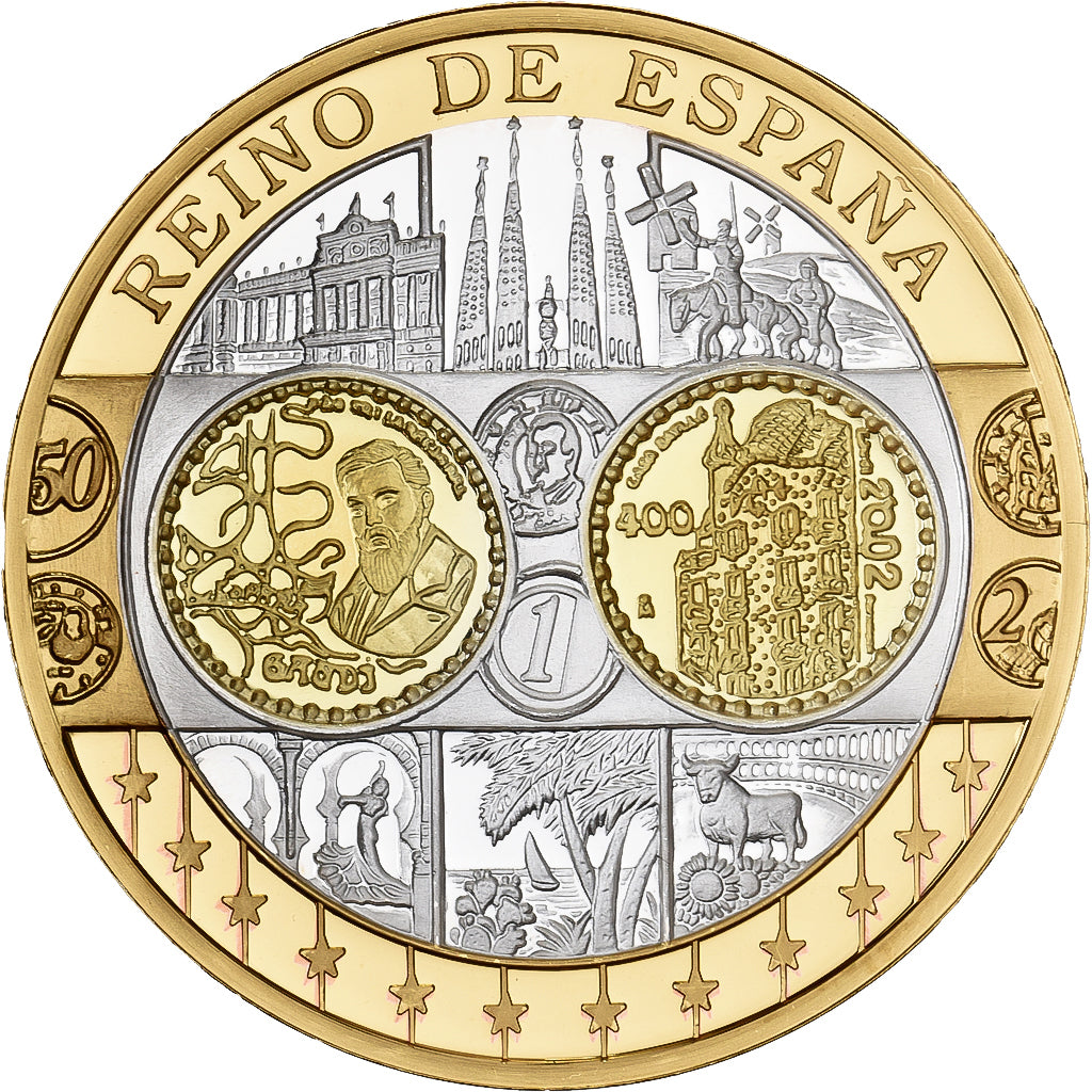 Espanha, medalha, L'Europe, Espagne, Cobre Revestido a Prata, FDC, MS(65-70)