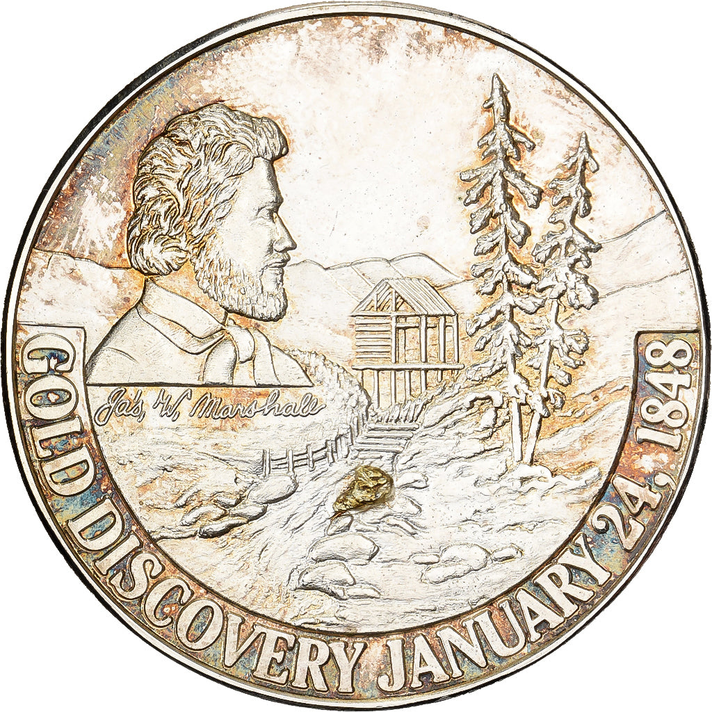 United States, Medal, Gold Discovery, 150 Years, 1998, Silver Plated Copper