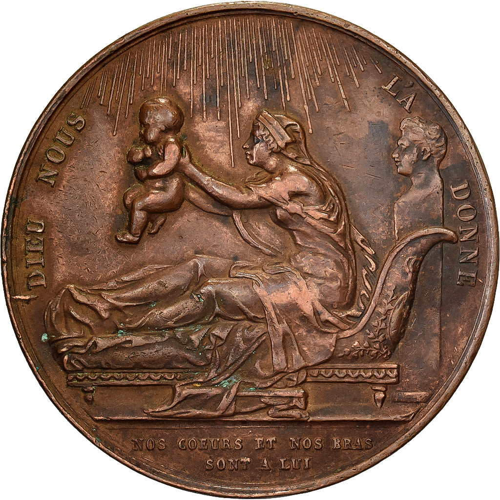 Frankreich, Medaille, Naissance du Comte de Chambord, 1820, Kupfer, Gayrard, SS