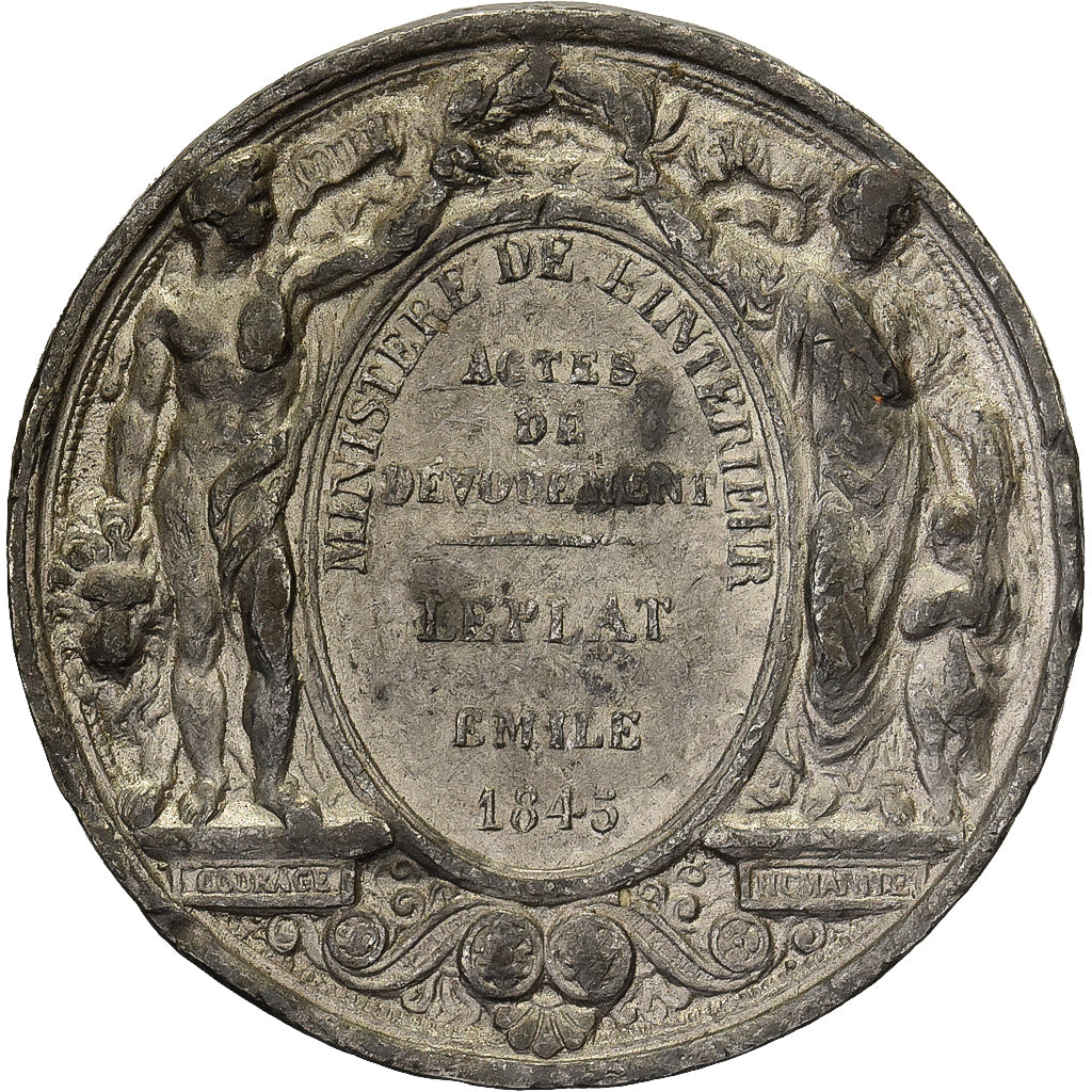 Frankreich, Medaille, Louis Philippe I, Acte de Dévouement, 1845, Zinn, Barre