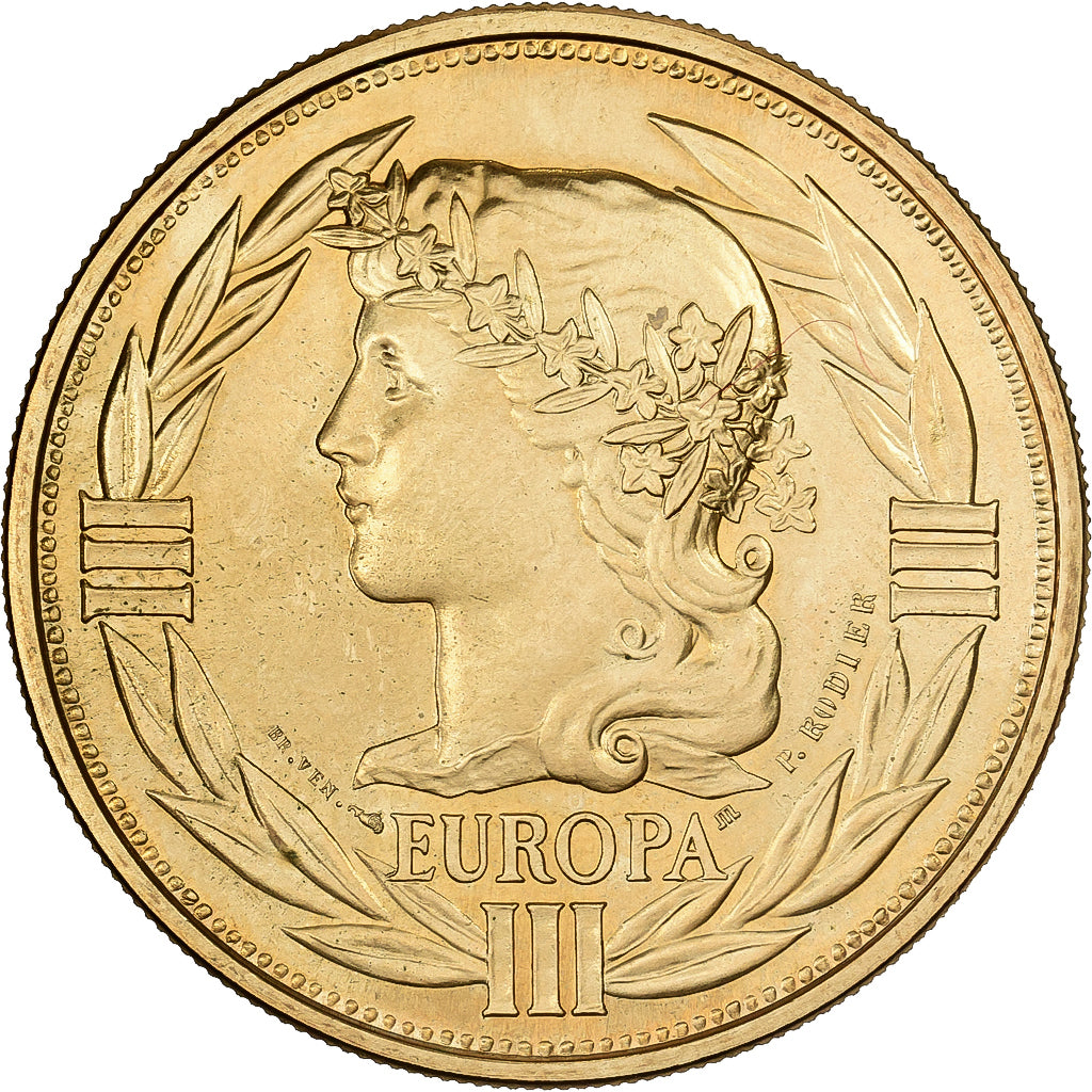 Frankreich, Medaille, Ecu Europa, Marianne, 1992, Copper-Nickel Gilt, Rodier