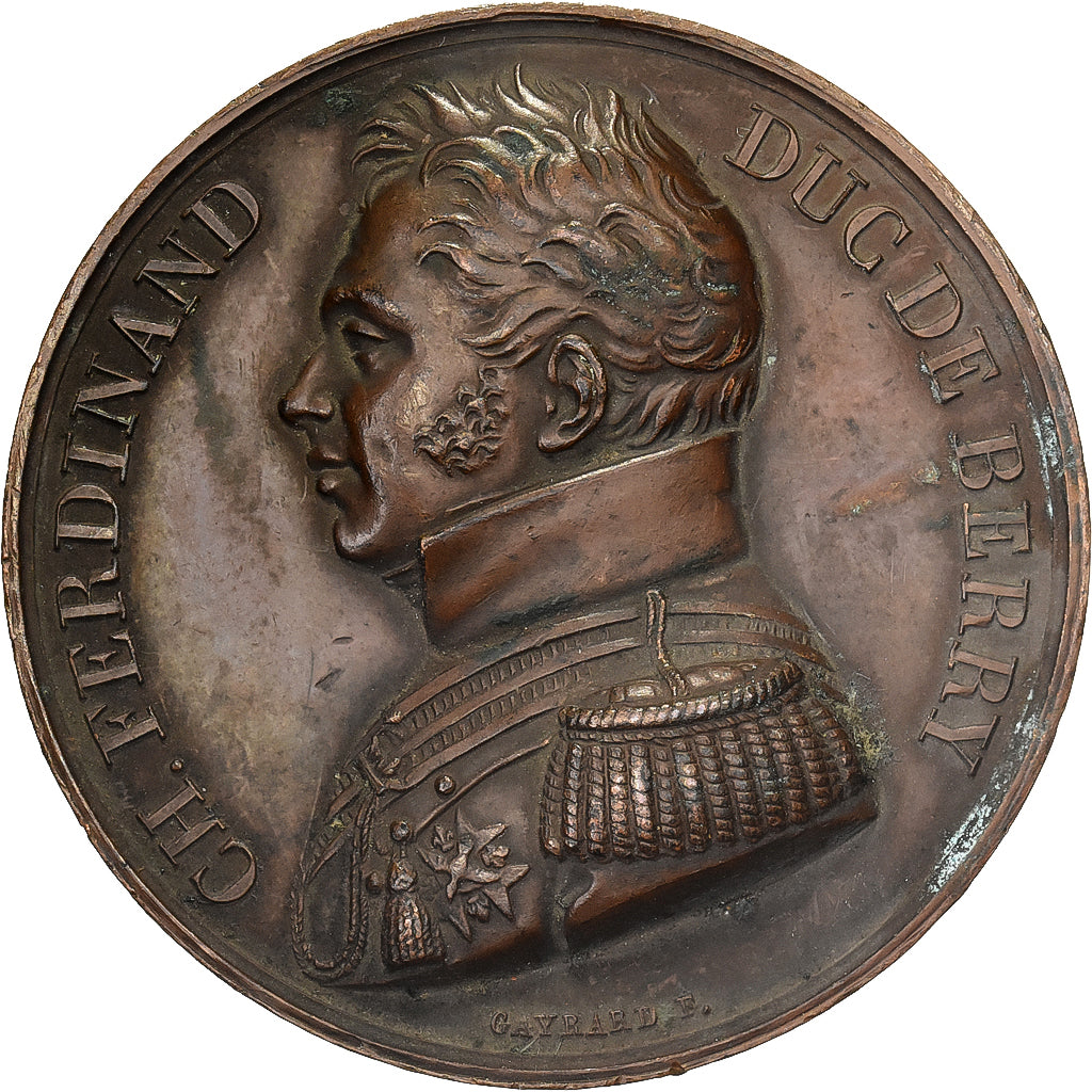 Frankrijk, Medaille, Charles Ferdinand Duc de Berry, 1820, Bronzen, Gayrard, ZF