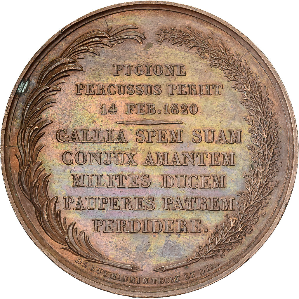 Frankrijk, Medaille, Charles Ferdinand Duc de Berry, 1820, Bronzen, Gayrard, ZF