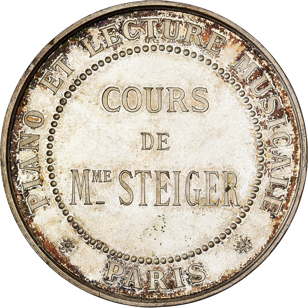 Frankrijk, Medaille, Musique, Cours de Piano, Silvered bronze, PARIS, PR