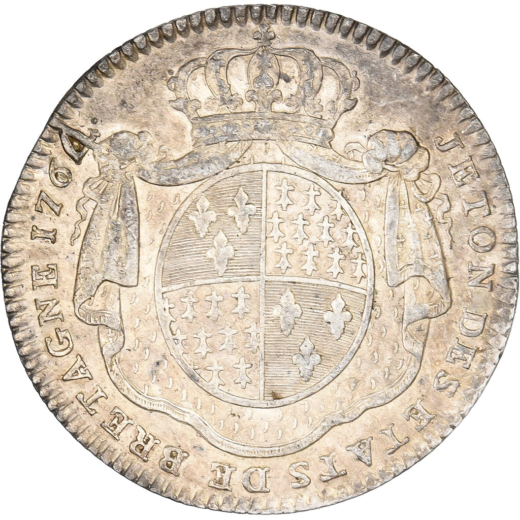 Francja, Token, Ludwik XV, États de Bretagne, Rennes, 1764, Srebro, Röettiers