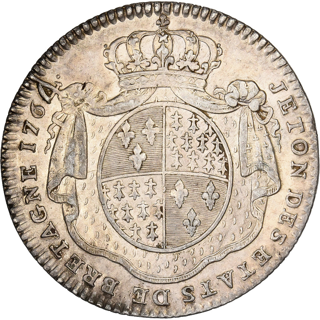 Francja, Token, Ludwik XV, États de Bretagne, Rennes, 1764, Srebro, Röettiers