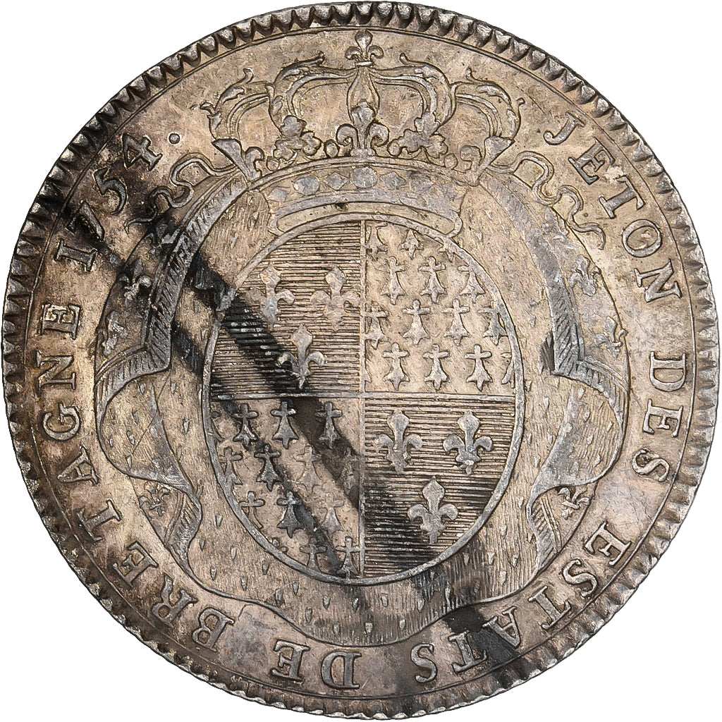 Francia, ficha, Louis XV, États de Bretagne, Rennes, 1754, Argento, BB