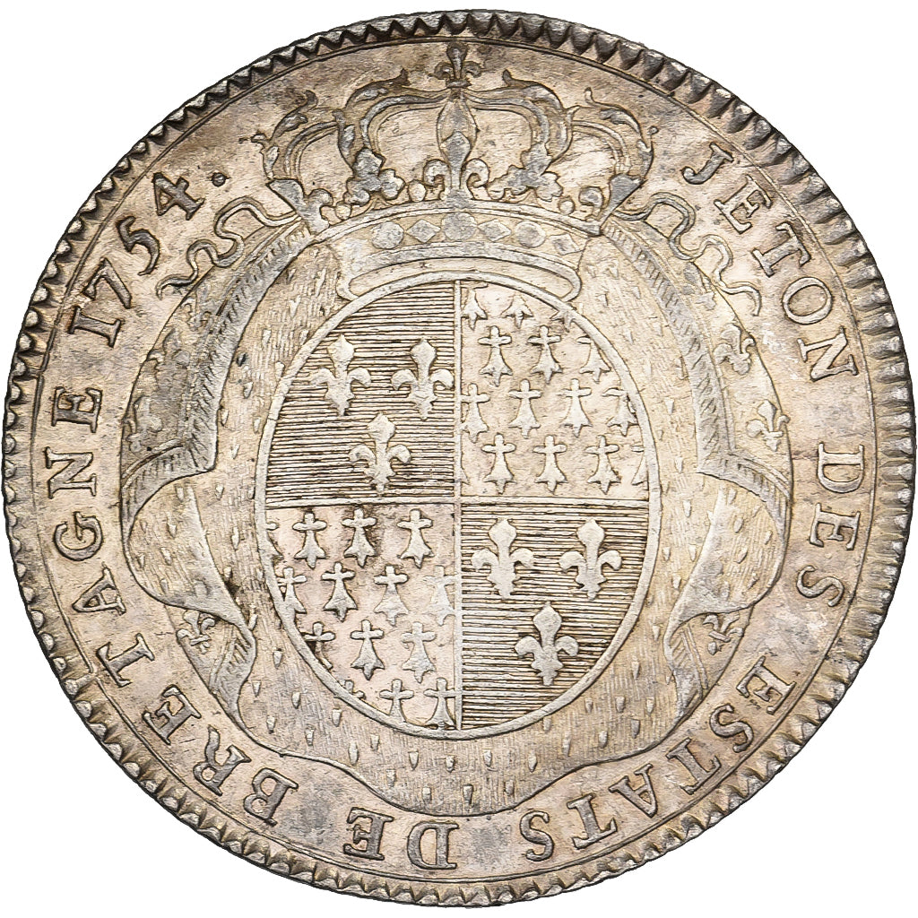 Francja, Token, Ludwik XV, États de Bretagne, Rennes, 1754, Srebro, EF(40-45)