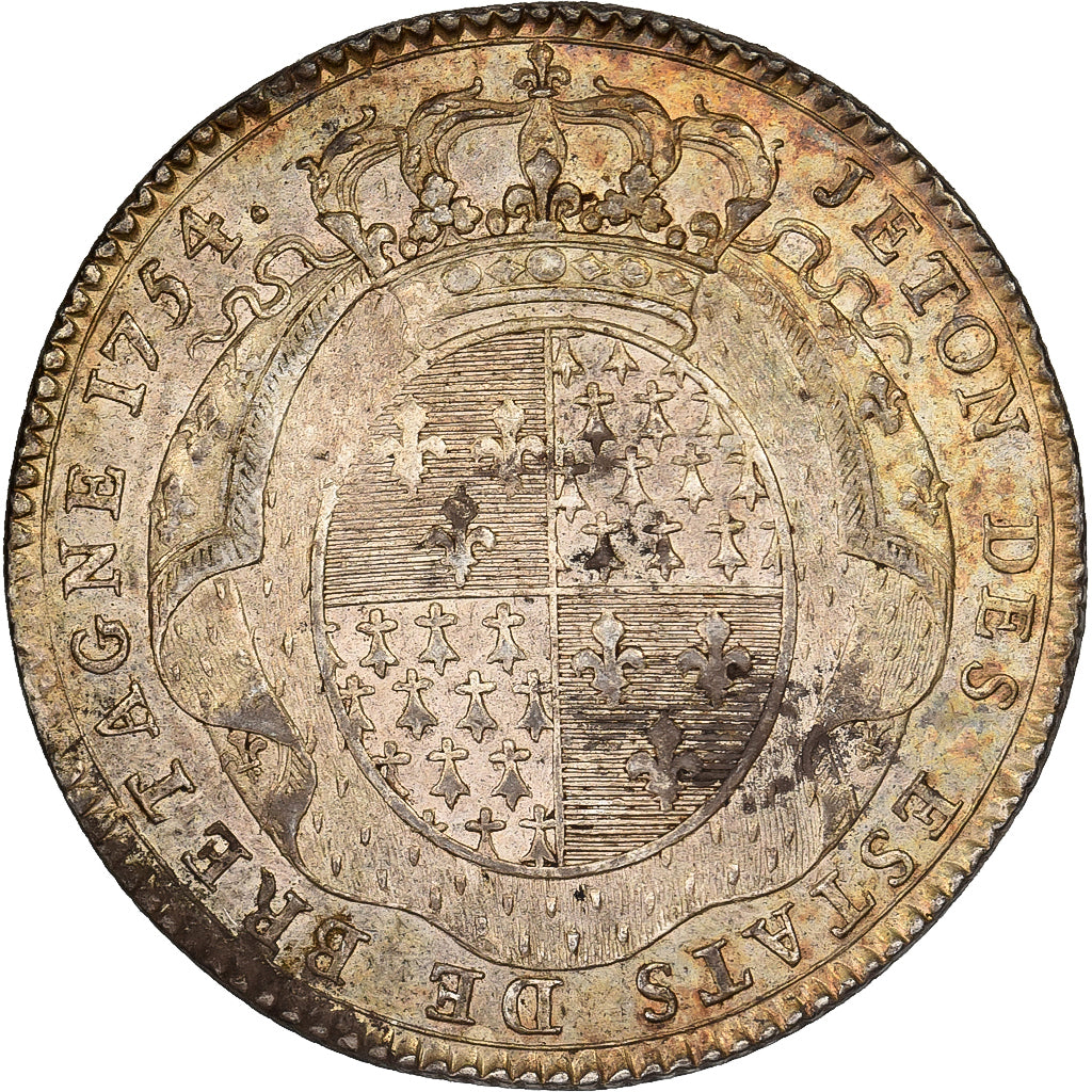 Frankreich, betaalpenning, Louis XV, États de Bretagne, Rennes, 1754, Silber