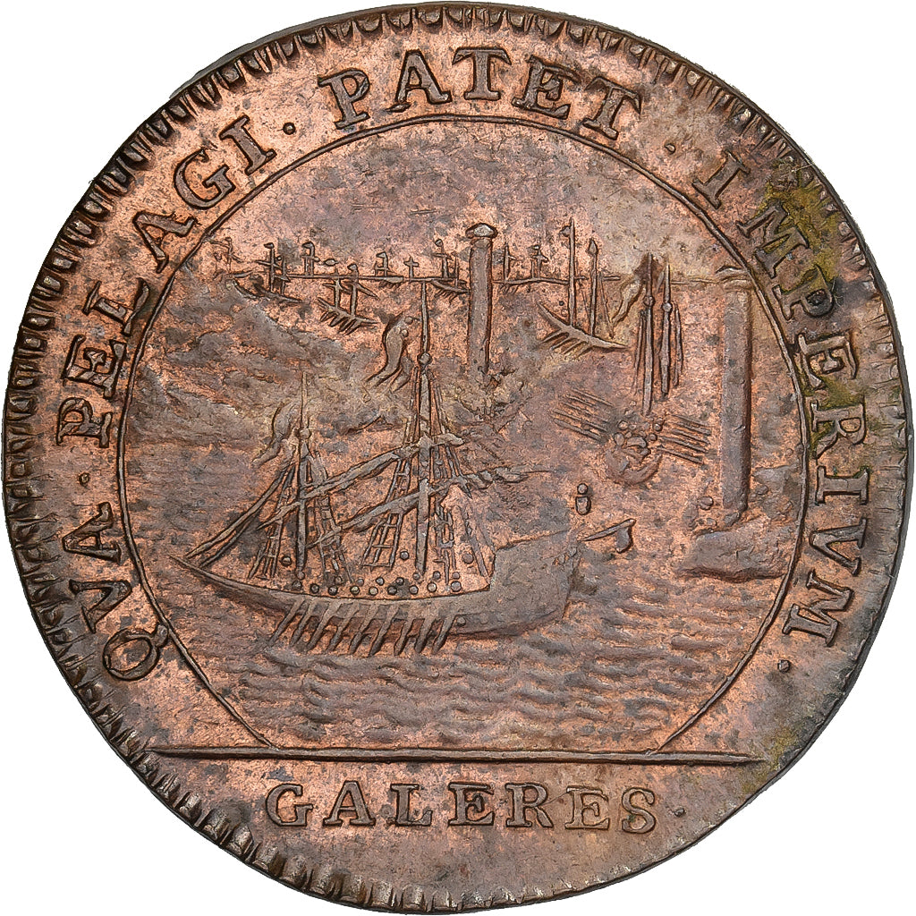 França, Token, Louis XIV, Galères Royales, Marine Française, Cobre