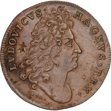 France, Token, Louis XIV, Jeton de Nuremberg, Copper, Contremarque, EF(40-45)