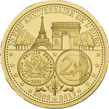 France, Medal, 10ème Anniversaire de l'Euro, 2012, Gold, 14K, MS(65-70)