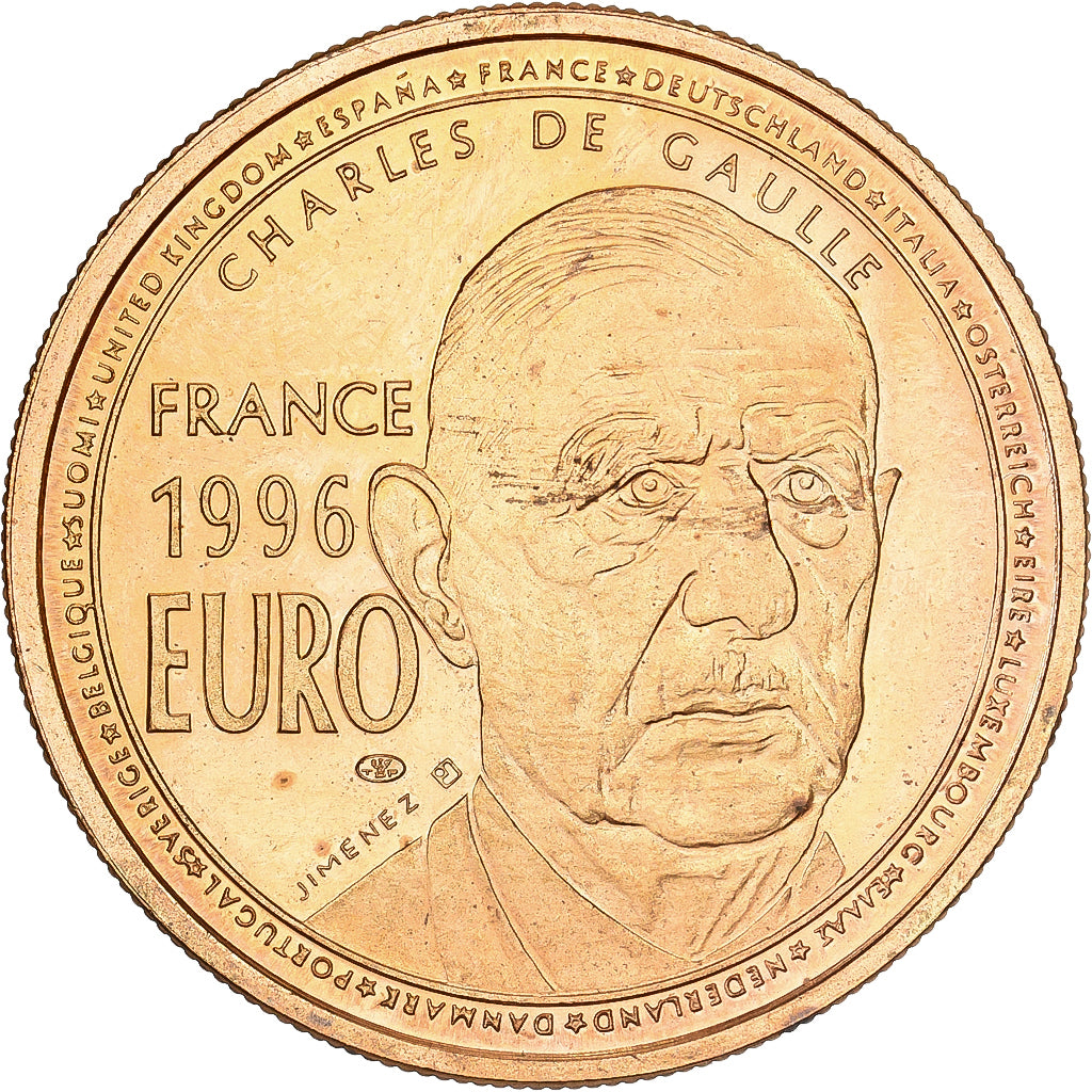 Frankreich, Medaille, 1 Euro Essai De Gaulle, 1998, Copper Gilt, UNZ