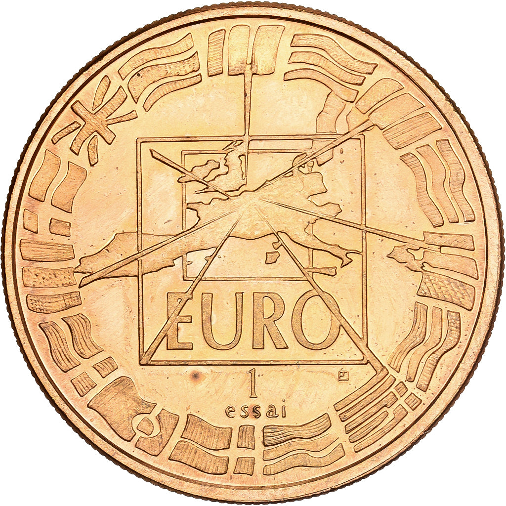 Frankreich, Medaille, 1 Euro Essai De Gaulle, 1998, Copper Gilt, UNZ