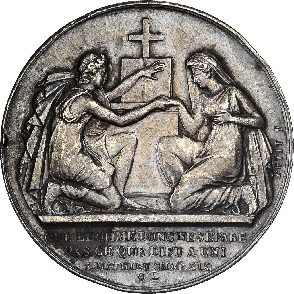 France, Medal, Noces, Mariage, Religion, Silver, AU(50-53)