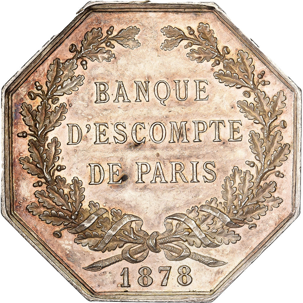France, Token, Banque d'Escompte de Paris, 1878, Silver, Stern, AU(55-58)