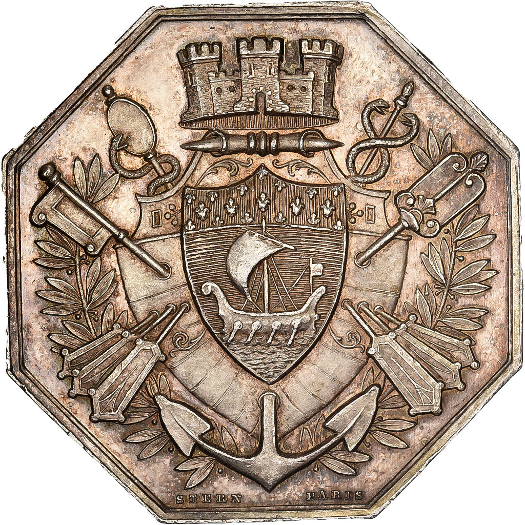 França, Token, Banque d'Escompte de Paris, 1878, Prata, Stern, AU(55-58)