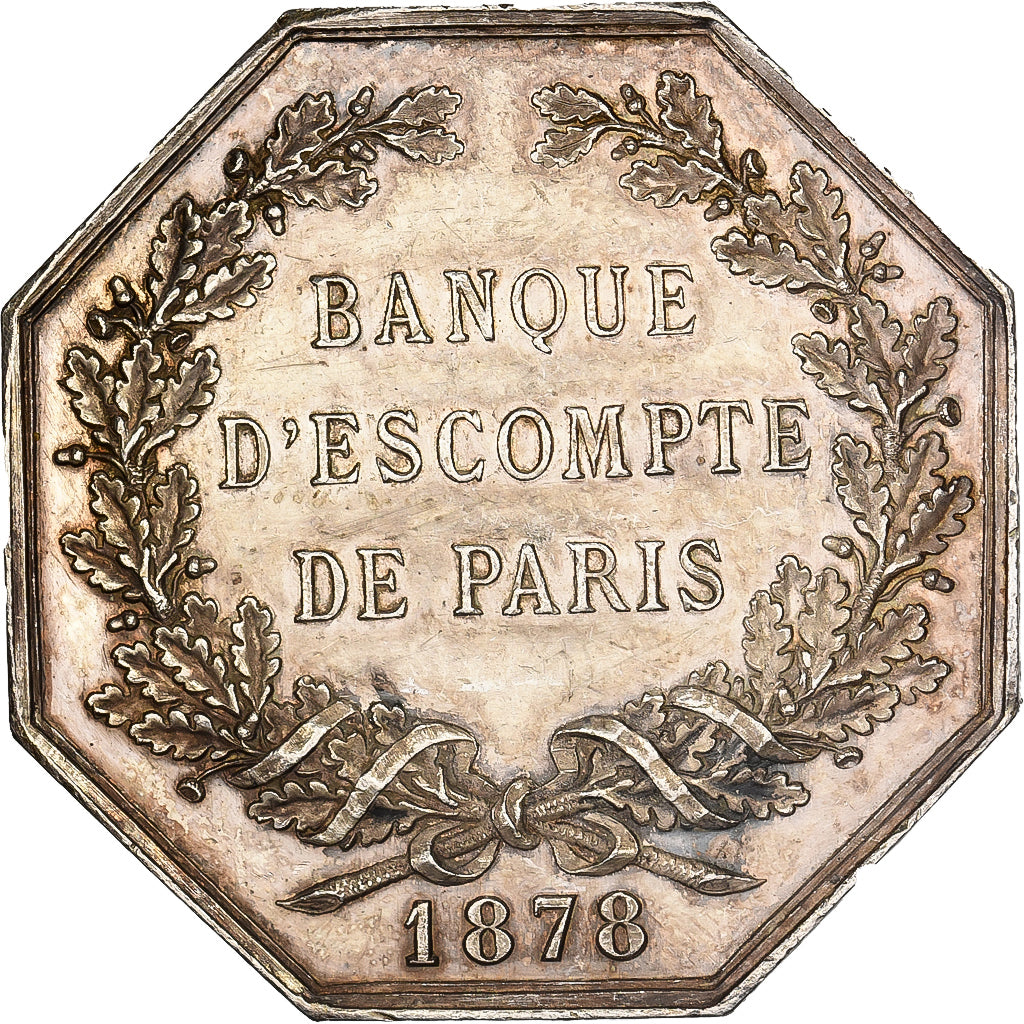 França, Token, Banque d'Escompte de Paris, 1878, Prata, Stern, AU(55-58)