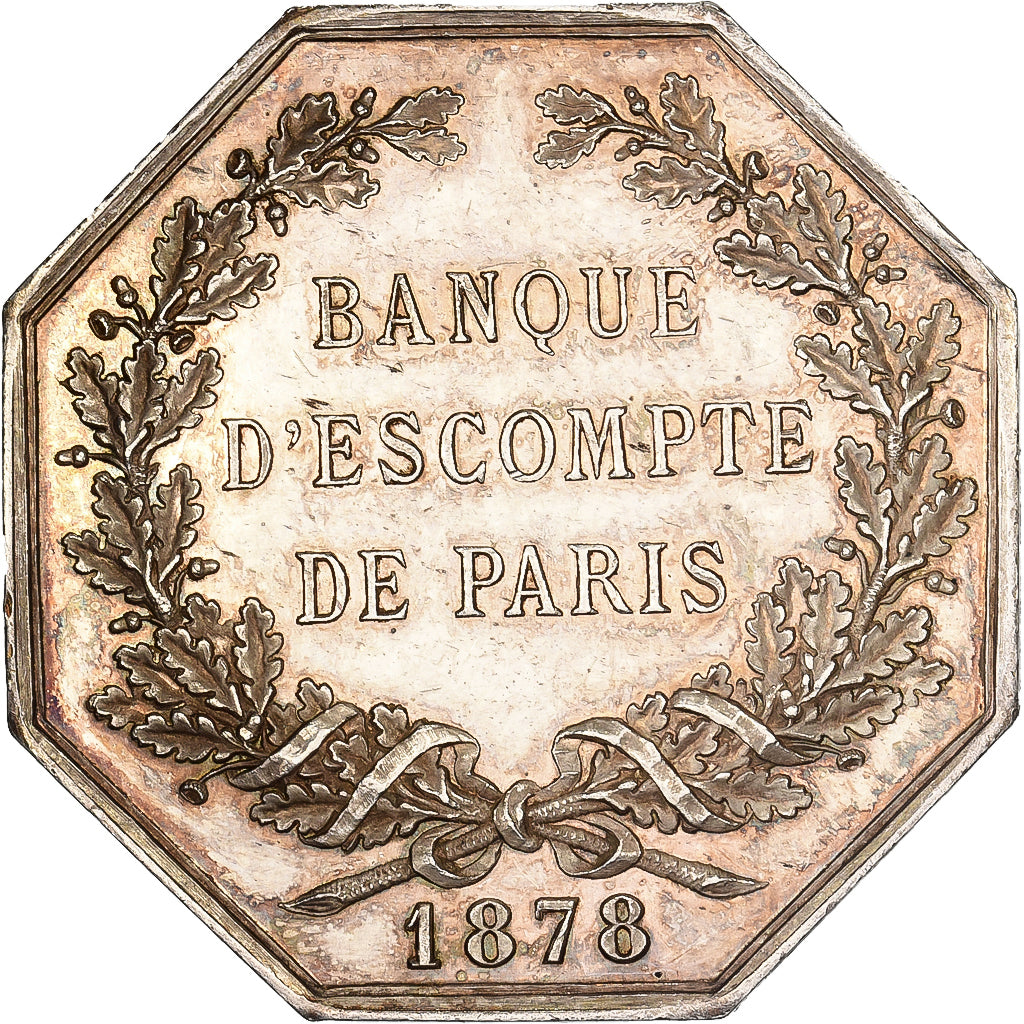 France, Token, Banque d'Escompte de Paris, 1878, Silver, Stern, AU(55-58)
