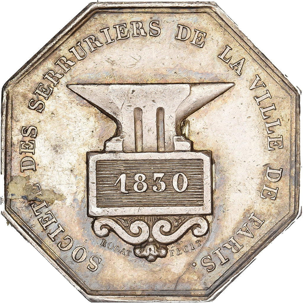 França, Token, Société des Serruriers de la Ville de Paris, 1830, Prata