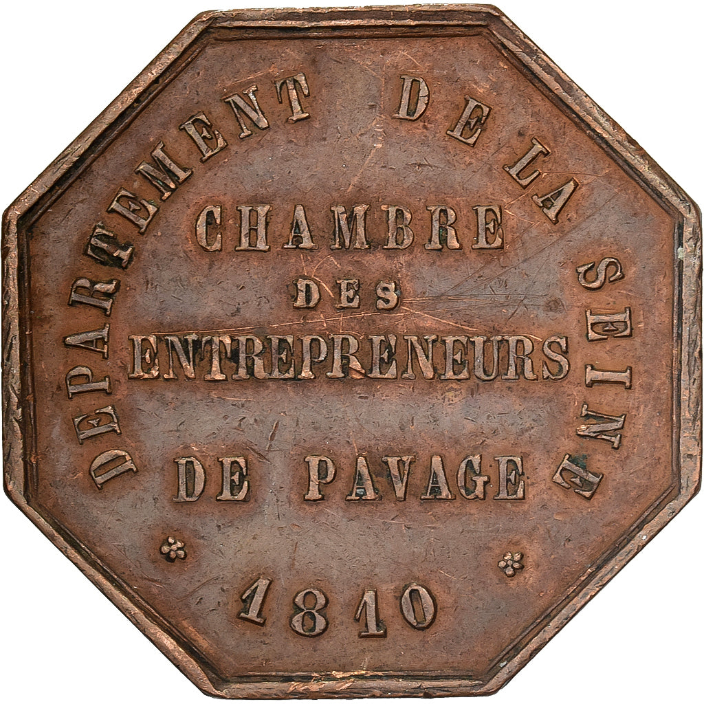 França, Token, Chambre des Entrepreneurs de Pavage, 1810, Cobre, EF(40-45)