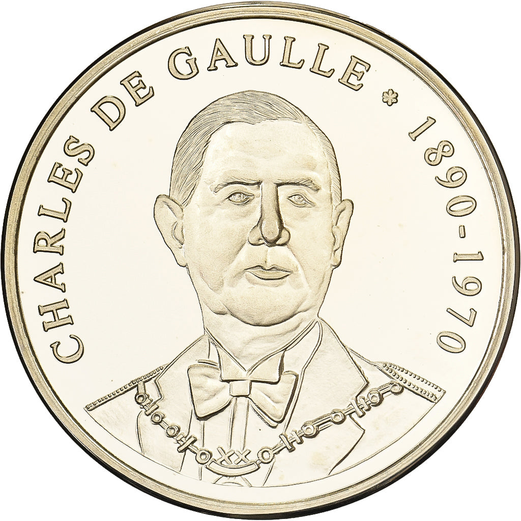France, Medal, Charles De Gaulle, Silver Plated Copper, MS(63)