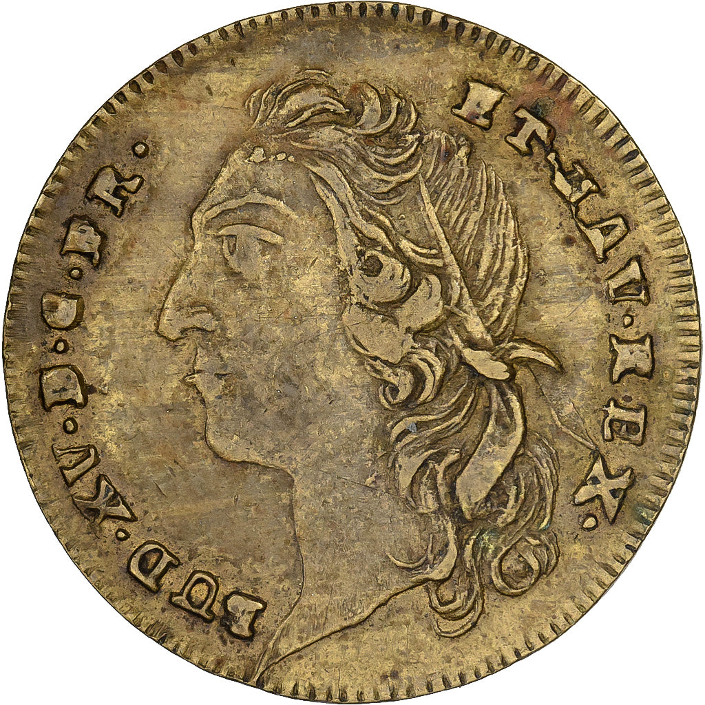 França, Token, Statue de Louis XV à Bordeaux, 1743, Latão, EF(40-45)