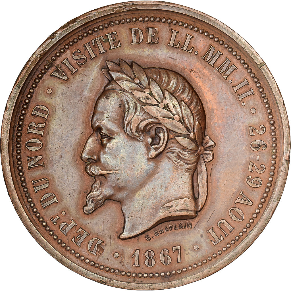 Frankreich, Medaille, Napoléon III, Visite de la Chambre de Commerce de Lille