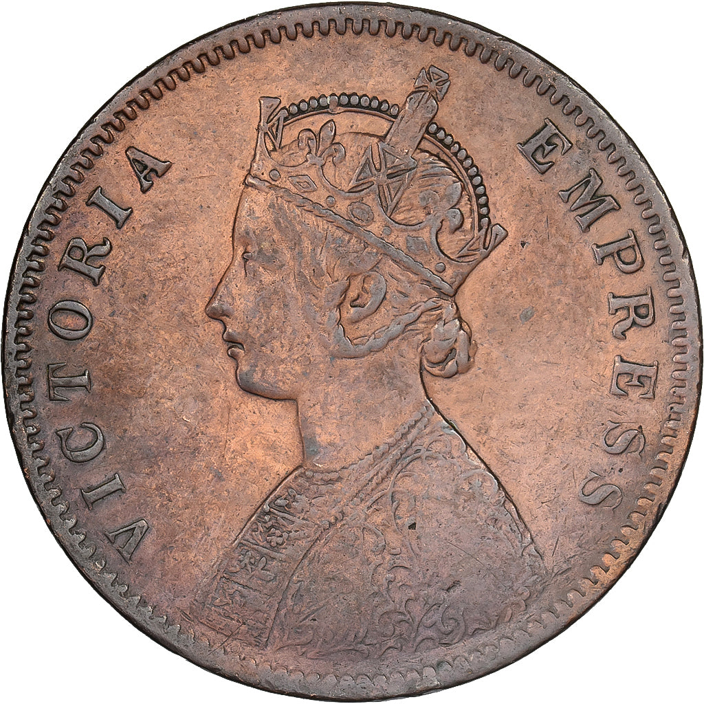 British India, Victoria, 1/2 Anna, 1877, Copper, EF(40-45), KM:487